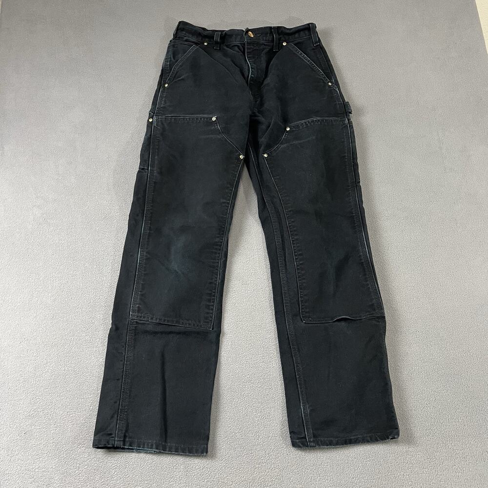 Carhartt Pants Mens Size 29X30 Black Double Knee Canvas Carpenter Work Wear